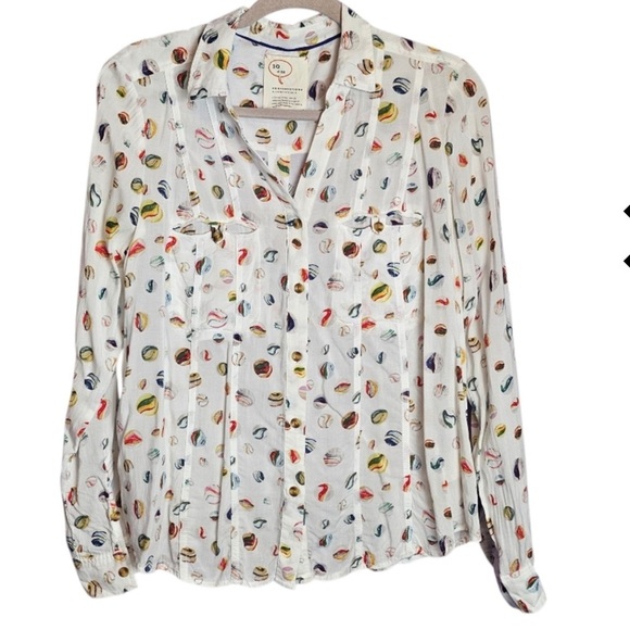 Anthropologie Tops - Anthropologie Conversation Women's Button Down Shirt with Marble Print Size 4